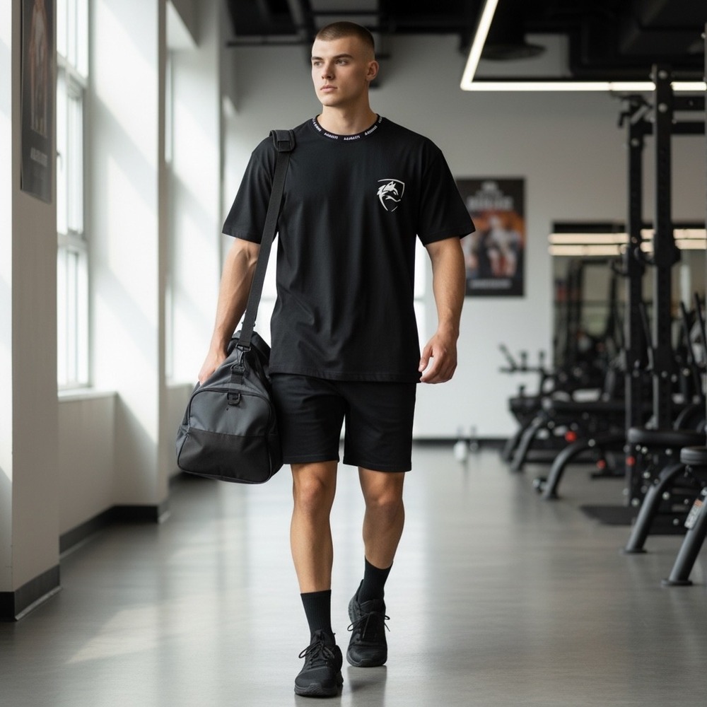 Alphalete Athletics Mens‎ Black Wolf Logo Performance T-Shirt Size S